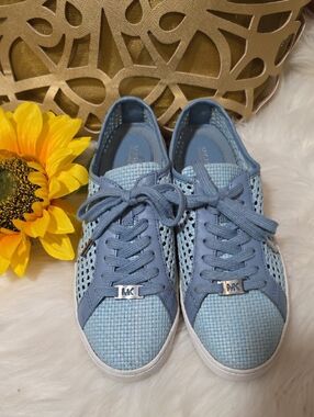 Michael Kors Powder Blue Perforated Lace-Up Sneakers